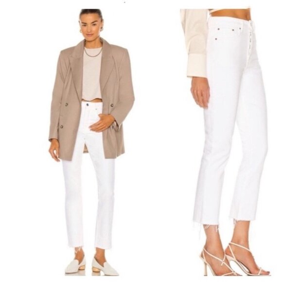 GRLFRND Jeans Size 25 Karolina Larchmont Wash High Waist Revolve White - Picture 1 of 11